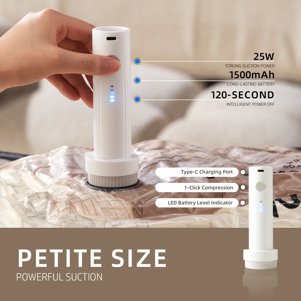 Vacuum Storage Bags for Travel with Wireless Air Pump - 3