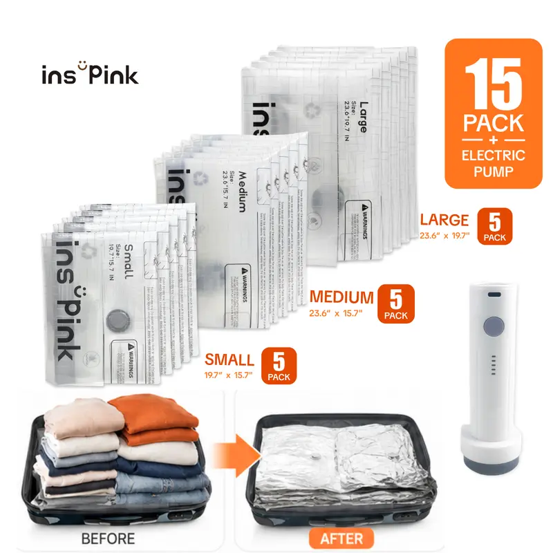 Vacuum Storage Bags for Travel with Wireless Air Pump